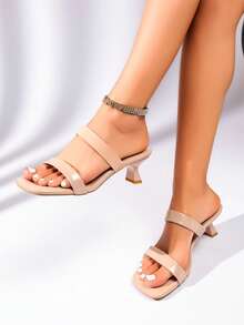 Teenage New Low Heel Sandals Vintage Exquisite Fashion Elegant Shoes High Heel Sandals Suitable For Various Outfits Black High Heels Beige High Heels Burgundy High Heels Khaki High Heels - Apricot - View 9
