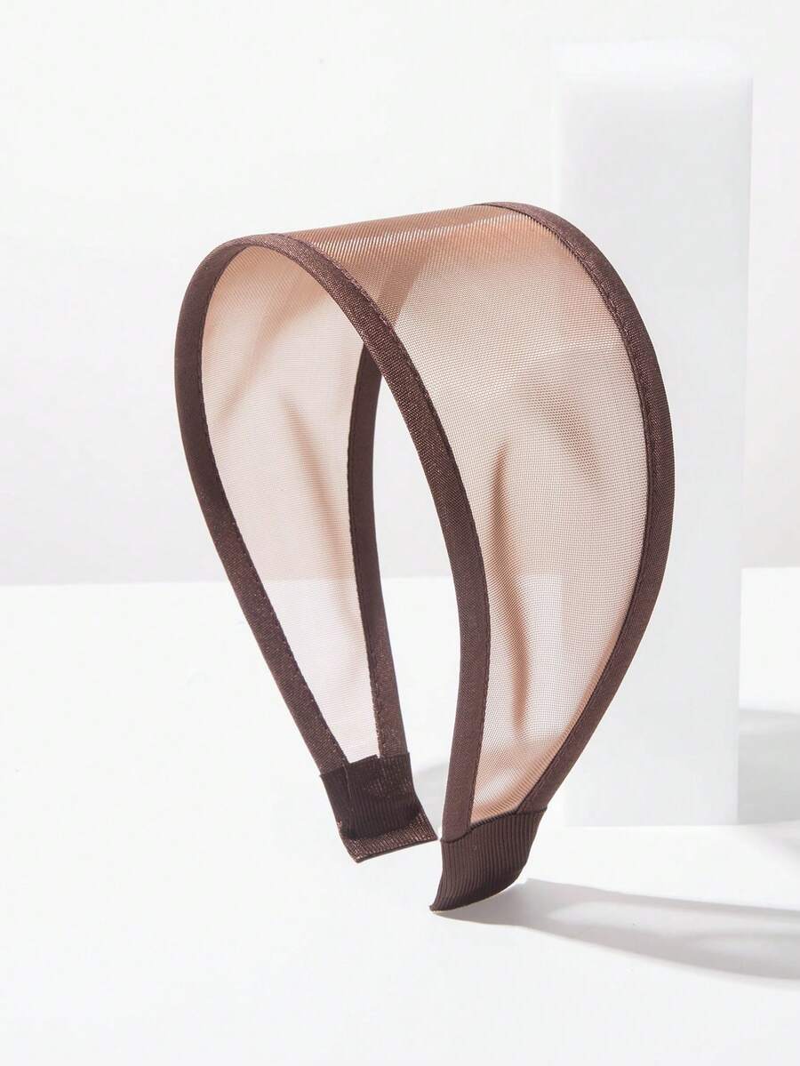 1pc Minimalist Wide-Brimmed Korean Style Headband, Versatile Personalized Sheer Mesh Elegant Hair Accessory, Suitable For Daily Wear And Summer Outfit Matching,Festival,Party - FG33 - Brown - View 1