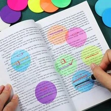 160 Sheets Square/Round PET Transparent Index Stickers, N-Times Reusable Bookmarks, Aesthetic Markers For Office, School & Study, 8 Colors - one-size - View 1