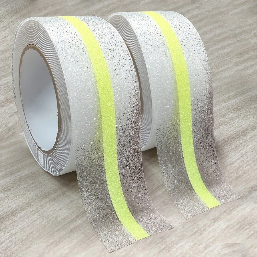 Cuộn băng chống trượt PEVA trong suốt phát sáng trong bóng tối, độ bám dính cao, kích thước 5cm x 5m, tăng cường an toàn cầu thang, tương thích với nhiều bề mặt, thiết kế hiện đại, dùng cho bậc thang, sàn nhà, khu vực hồ bơi.