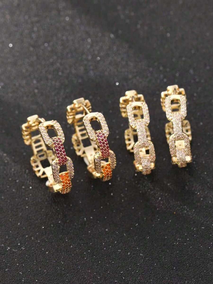女士立方氧化锆耳环一对,链条设计,镶嵌彩色锆石,镀金,高端优雅,满钻设计,镶嵌超闪亮锆石,日常佩戴,是送给女友、情人节、开斋节、宰牲节的理想礼物。 - 彩色耳扣 - 查看 1