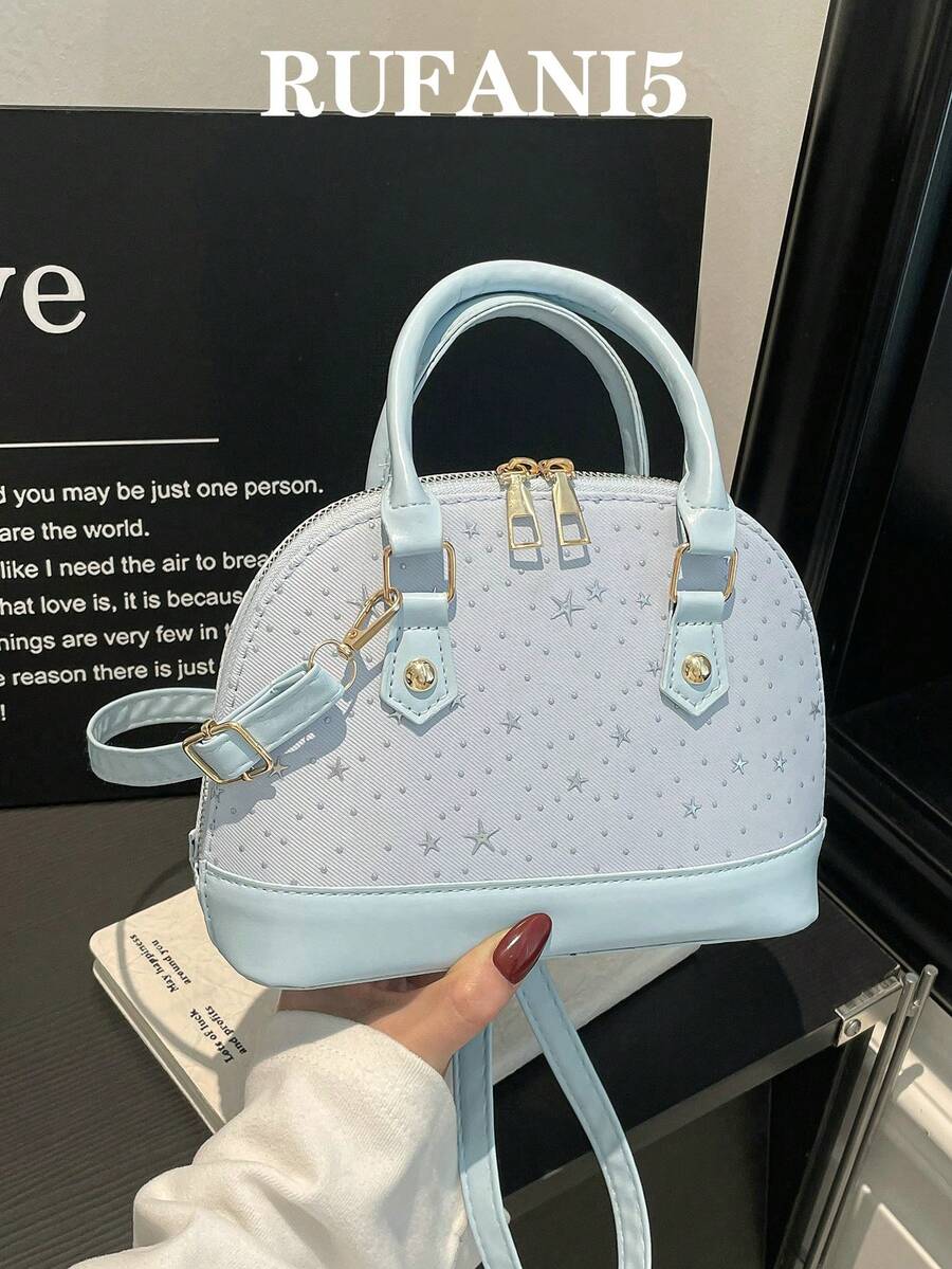 Bolso de mano de unicolor con relieve de moda - Azul - Ver 1