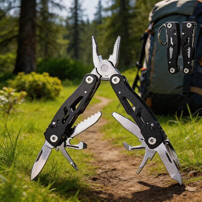 14-In-1 Multitool Pliers, Stainless Steel Folding Pocket Knife Set With Hollow Handle, Adjustable Tightness Knobs, Portable Survival Gear Tool Kit With Screwdrivers, Bottle Opener, Wood Saw, Ideal Gift For Men Dad Camping Fishing Repair