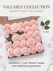 Ultra-Realistic Artificial Roses - Each Box Contains 25 Pieces, Perfect For Birthdays, Gift Wrapping, Wedding Bouquets, Bridal Bouquets, Table Decorations, Graduation Ceremonies, Bridal Floral Decorations, Chair And Table Adornments, Candlestick Embellishments And Cake Decorations, Offering A Precious Commemorative Option To Enrich Your Celebrations. - Pink - View 2