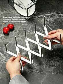 Adjustable Dish Rack, Elescopic Folding Dish Rack, Kitchen Dish Draining And Storage Rack, Multifunctional Dishes Storage Rack, Household Kitchen Drain Bowl Rack, Tabletop Draining Rack - Multicolor - View 2