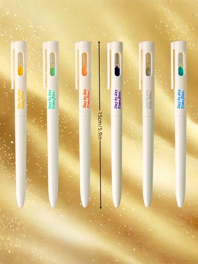 6pcs/Set Ballpoint Pen, 0.5mm Black Ink Refill, Quick-Drying For Students, Suitable For Parent-Child Education, School, Unisex, Students, Stationery, Drawing, Teachers, Classroom, Birthday, Holiday, Party Gifts