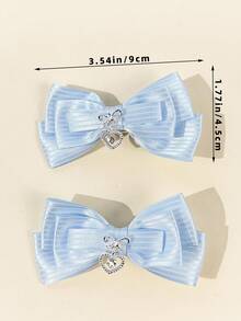 2pcs Women's Solid Color Heart & Bow Hair Clips,Travel,Birthday - Multicolor - View 6