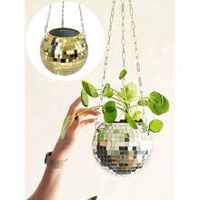 1pc Mirrored Disco Ball Glass Vase With Flat Bottom Disco Ball Stem Flower Pot, 2026 World Cup Party Centerpiece Decor, Home Office Kitchen Bedroom Tabletop Vase, Artificial Plant Stand - Silver - View 6