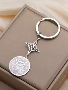 TEAMER 1pc Mysterious Lucky Witch Knot St. Benedict Medal Keychain, Fashionable Amulet Bag Charm - Fashion Series - View 6