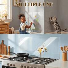 1卷透明耐热耐油厨房贴纸，自粘可移除保护膜，防污防刮，适用于家居墙壁、瓷砖、炉灶、桌子、家具保护、厨房墙面、家具保护膜 - 家具膜 - 查看 4
