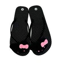 SANRIO Dép xỏ ngón nữ Hello Kitty hoạt hình, đế mềm, kiểu dáng đa năng, gót dày, dép đi biển, phụ kiện cần thiết cho du lịch và hoạt động ngoài trời. - Dép tông - Xem 10
