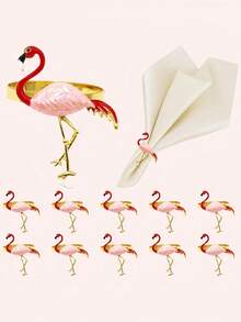 12 pièces/6 pièces/2 pièces Anneaux de serviette de fête hawaïenne, forme créative de flamant rose, porte-serviettes de flamant rose rose, anneaux de serviette de fête hawaïenne, anneaux de serviette thème plage, anneaux de serviette en vrac, convient pour la décoration de fête, la mise en place de nappe, les rassemblements familiaux et les mariages - Multicolore - Voir 15