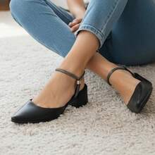 Women's Pumps With Elongated Toe And Rhinestones, Medium Heel 6cm, Black, Nude, Offwhite - Black - View 6
