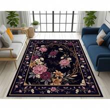 Gothic Floral Mandala Dark Area Rug, Boho Gothic Living Room Area Decor, 32*20inch /84*60inch,Perfect Choice For Gift ,Stylish And High-Quality Rugs, Perfect For  Decorations And GiftsHome Decor, The Best Choice For Gothic-Style Birthday Gifts - màu đen - Xem 4