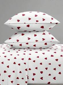 2pcs White & Red Heart Pattern Super Soft Solid Color Pillow Covers, Envelope Closure, Lightweight Bedding For Bedroom, Dorm, Back To School, Breathable & Washable Pillow Case Set - Red and White - View 8