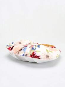 SCULPTEDSTYLE BAGS 1pc Colorful PVC Sequin Flower Ruffle Cloud Shaped Bag, Fashionable Linen Bottom Mesh Embroidery Fan-Shaped Vintage Bamboo Handle Tote Bag, Summer Casual Vacation Style Fashion Ladies Handbag (Flower Pattern Randomly Sent) - Multicolor - View 8