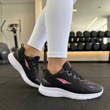 Women's Sports Shoes Gym Stable Sole Training Bodybuilding Casual Walking Lace-Up Super Comfortable - 黑色 - 查看 3