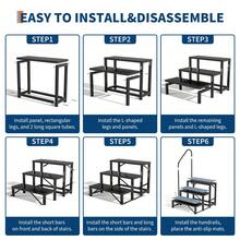 Escalera para RV de alta resistencia antideslizante con pasamanos – Escalera exterior portátil de 3 peldaños – Capacidad de 660 libras – Acceso  para autocaravana, remolque, porche, jacuzzi, piscina, mascotas – Diseño plegable en negro - A - Ver 6