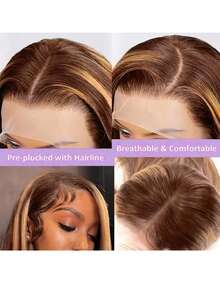 13x6 13*4 5*5 蕾丝前假发，真人混纺发丝，预先拔毛，200密度，直发，无胶假发，高清透明真人混纺发丝蕾丝前假发，带婴儿发，女士蕾丝前假发 - SP4/27 - 查看 4