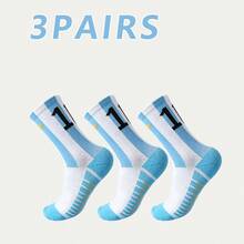 1/3 par Talla 10 Calcetines de fútbol, calcetines deportivos de media pantorrilla con patrón de rayas azul y blanco y estrellas, calcetines profesionales de fútbol antideslizantes y amortiguadores, mismo estilo que los atletas - Multicolor - Ver 10