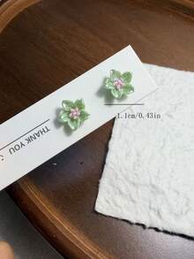 一对时尚艺术清新甜美可爱山茶花耳钉，适合少女日常及节日佩戴 - 山茶花B - 查看 5
