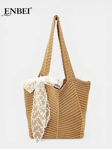 ENBEI 2026 Fashion Spring/Summer Women's Retro Vacation Style Beach Bag, Handwoven Ladies Bag For Beach Vacation, Foldable Hollow-Out Elegant Ladies Tote Bag, Holiday Essential, Travel Essential, White Tote Bag, Suitable For Dates, Outings, Shopping, Vacation, Sightseeing - Multicolor - View 11