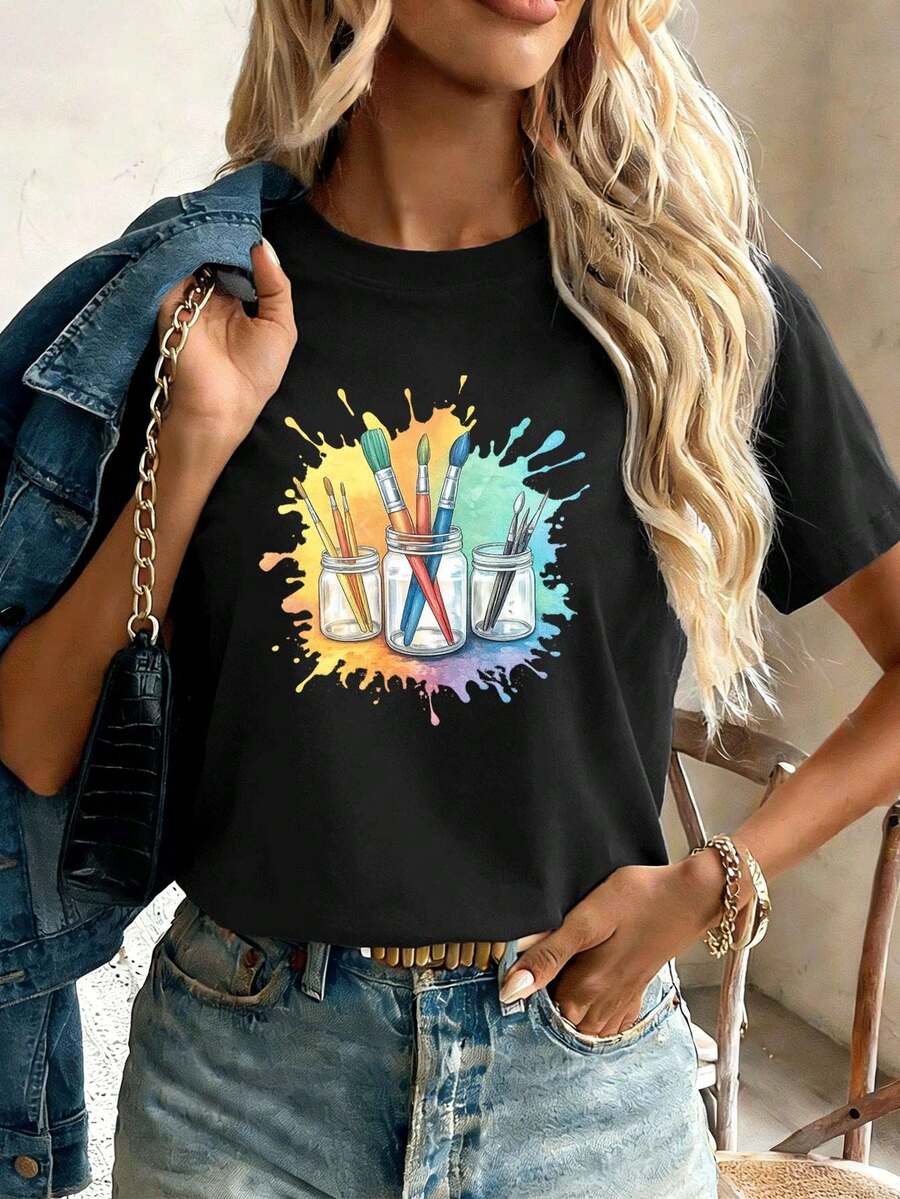 Women T-Shirts - Black - View 1