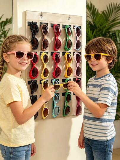 1 pezzo Organizer da parete per occhiali piatto 2D in feltro, può contenere fino a 15 paia di occhiali. Adatto anche per riporre fasce per capelli, fermagli, elastici e altri accessori per capelli e gioielli.