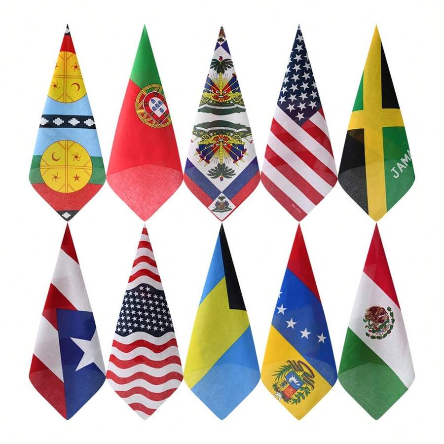 1Pc 54cm*54cm Street Style Flag Pattern Square Scarf, Summer Vacation Essentials & Beach Essentials For Men Accessories, Soft, Skin-Friendly, Breathable And Lightweight, Perfect For Daily Wear, Outdoor Activities, Seaside Vacations And Travel - C - 查看 1