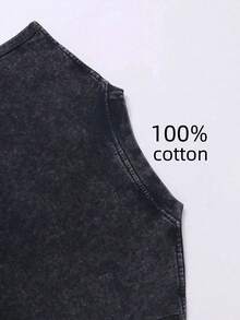 Motown Vibes Classic Soul   Men's Summer Vintage Washed Cotton Casual Sports Vest Loose Street Style High Street Fashion Machine Washable Sleeveless Crew Neck Tank Top For Summer Unisex Style - màu đen - Xem 4