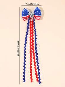 2 piezas Clips para el cabello con lazo para el Día de la Independencia del 4 de julio para niñas, con brillos en rojo, cinta blanca y azul con estrellas, diadema elegante de cola larga, pasadores para el cabello adecuados para fiestas festivas, uso diario, accesorios para el cabello patrióticos para niñas. - Multicolor - Ver 7