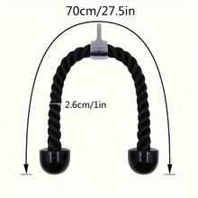 1pc Triceps Training Rope, Thickened High-Load Nylon Braided Rope With Metal Connector, Durable Wear-Resistant And Anti-Tension, Comfortable Grip And Non-Slip, Effectively Exercises Triceps, Back And Shoulder Arm Muscle Groups, Suitable For Home Fitness, Gym Strength Training Resistance Fitness Equipment Accessory - Black - View 2