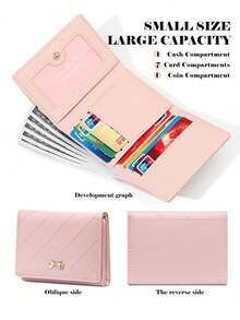 Bowknot Accent Minimalist Tri-Fold Women Wallet Multiple Card Slots Cute Cat Ear Design PU Snap Button Short-Style For Students Birthday Pink Bag Christmas Gifts Gift Thanksgiving For Women Wallet Purse Wallet Small Wallet - 白色 - 查看 11