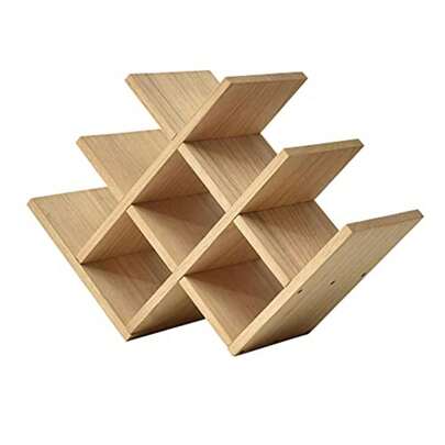 Casier à vin en bois - Étagère d'affichage de vin en bois à 3 niveaux/Étagère de rangement de vin debout et de comptoir - Porte-bouteille/Étagère à verres naturelle XHJJ3-NA