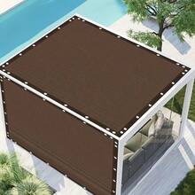 Outdoor Sunshade Net, Privacy Fence Screen, High-Density Polyethylene With Copper Button Eyelets, Plastic Corner Reinforcement, Evenly Woven, Breathable, UV-Resistant. Suitable For Gazebos, Patios, Gardens, Canopies, Greenhouses, Lawns, Dog Houses, Backyards, Porches, Pergolas, Garages. Available In Multiple Sizes. - Coffee Brown - View 2