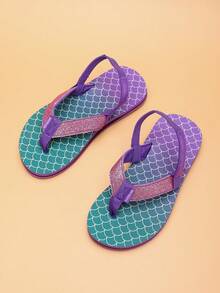 Children's Foam Slippers, Lightweight Non-Slip Soft Sole Cute Middle/Big Kids' Home Casual T-Strap Flip Flops, Simple Girls' Beach Sandals - Purple - View 10