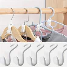 50pcs White Clothes Hanger Connector Hooks, Fashion Garment Hanger Linking Clips, Stackable Hanger Hooks - White - View 8