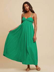 Women's Pleated Green Sleeveless Dress, Vacation Style,Spring&Summer,Summer Outfits For Women,Beach Outfits For Woman,Women,Spring Break,Concert Outfit Women,Boho,Rave Outfits,Tropical Vacation, Festival,Romantic Summer Dresses For Women Boho Dresses For Women Tropical Dresses For Women Women Dresses Vacation New Arrivals Women Dress,Tropical Vacation, Bohemian Outfits, Ibiza Outfits, Western Style - màu xanh lá - Xem 3