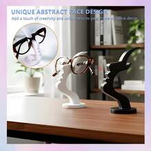 Unique Curved Glasses Holder, Artistic Storage Solution With Minimalist Design, Desktop Or Bedside Table Decoration, Holiday Gift, Office Desk Accessories,Reading Decorative Glass Organizer Black - A - View 5