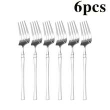 Juego de cubiertos de acero inoxidable de 6/30 piezas, cuchillo y tenedor de cintura pequeña, adecuado para restaurantes, regalos de vajilla de cocina navideña. TCT9 - 6 tenedores para té - Ver 9