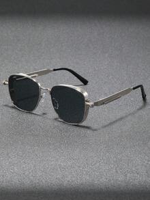 1pc Men Metal Square Frame Personalized Punk Delicate Modern Simple Style Fashion Glasses For Tropical Beach Vacay Outdoor Casual Activities Daily Life Driving Accessories - Multicolor - View 9