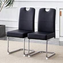 A Set Of Two Thickened Dining Chairs With Integrated Spring Packaging And Ergonomic Design - A Perfect Blend Of Comfort And Elegance. - Black - View 3