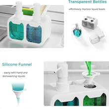 Kitchen Sink Dishwashing Liquid Refillable Bottle Set With Sponge And Brush Holder, Anti-Slip Anti-Rust, White Soap Dispenser Suitable For Kitchen And Bathroom - Multicolor - View 8