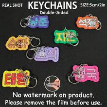 Móc khóa BT21, Móc khóa BT/S, Móc khóa hình động vật, Móc khóa hoạt hình dễ thương, Móc khóa treo túi xách, Móc khóa acrylic hai mặt, Mặt dây chuyền túi xách, Mặt dây chuyền bình nước, Quà tặng tiệc tùng, Quà sinh nhật - Nhiều màu - Xem 2