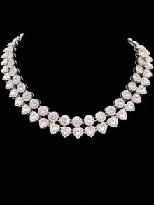 1件装女士嘻哈朋克心形圆链项链，镶满水钻，时尚优雅，适合日常佩戴或派对，情人节礼物，2种款式可选 - 銀色 - 查看 2