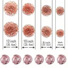 Rose Gold Single Ladies Party Hanging Decor - Wedding Party Aluminum Foil Swirl Paper Napkins, Pom Poms, Flower Bridal Shower Garland For Anniversary, Mother's Day, Birthday, Shower Party Decoration - A - View 10