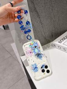 Disney Has Authorized, Phone Case - Chain Set, The Stitch Lilo & Stitch Phone Case Plus A Silicone 3D Or Fluffy Style Stitch Bracelet With Metallic Ring Removable Bracelet, Stitch And Angel Pattern, Compatible With Iphone 17/16/15/14/13/12/11/XS/XR/X Plus Pro Max, Wavy Design Phone Case For Girl, A Stylish Cartoon Summer Phone Case, The Perfect Gift Choice, Phone Protection, Durable Phone Cover, Great Gift For Friends And Family - 白色款式B - 查看 4