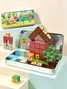 Primitive Forest Magnetic Building Blocks (35-500pcs) Ideal Holiday Gift For Children 3+, Premium Tin Box Packaging, Educational Toy For Building Forest Scenes And Adventure Games - Multicolor - View 9