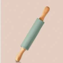 Rodillo de silicona antiadherente con de madera, rodillo de harina para masa de repostería, herramienta de cocina para Pasta, masa para galletas QGOJ - Azul - Ver 9