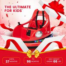 Coche de choque eléctrico de 12V para niños - Juguete montable con giro de 360°, 2 velocidades, control remoto para padres, música y luces LED, coche de choque  para edades de 1 a 5 años - Rojo - Rojo - Ver 7